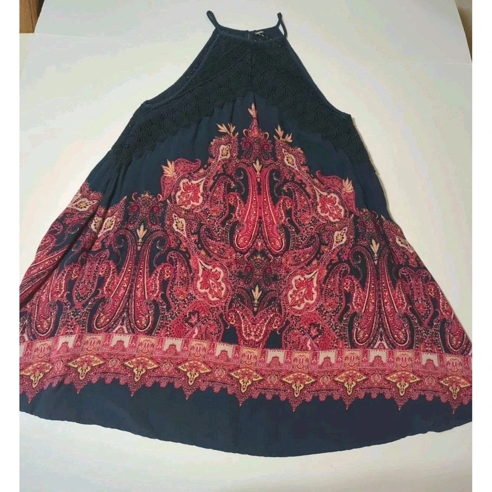 Intimately Free People Halter Crochet Tank Top Paisley Womens S Boho Hippie
